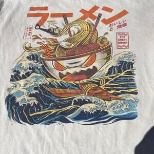 “THE GREAT RAMEN” T-shirt, short sleeves, tan, men's size L